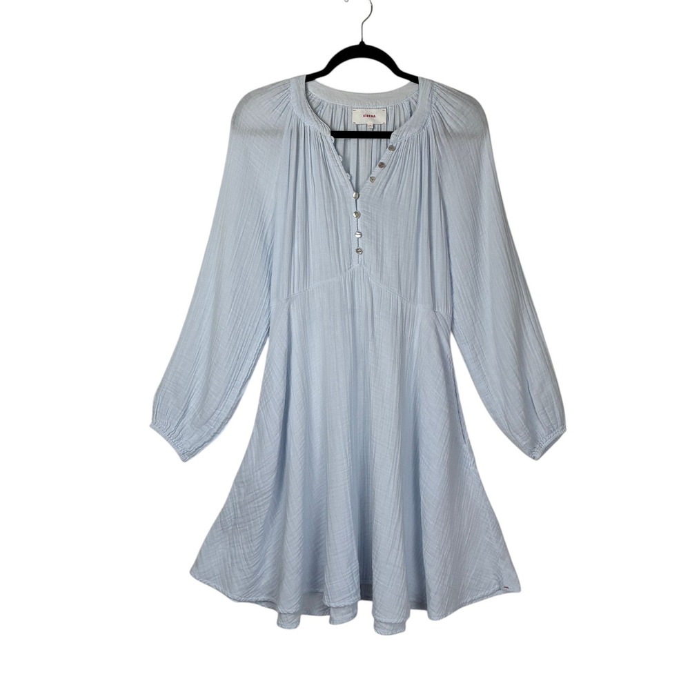 Xirena Womens Gauzy Cotton Lucinda Dress Size S Light Blue Vacation Resortwear